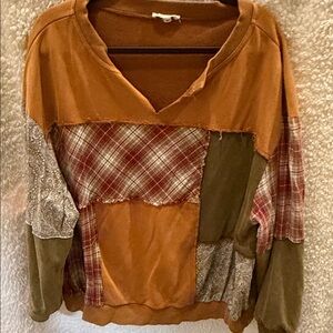 Oli & Hali Patchwork Top in Orange and Green